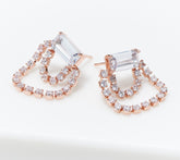 Diamonique x Lisa Freede Double Starlet Earrings, Rose gold-plated brass